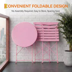 3 Piece Foldable Patio Bistro Set, Outdoor/Indoor Metal Table and Chairs Furniture, Compact Round Table with 2 Folding Chairs
