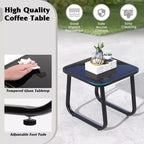Costway 3 Piece Patio Rocking Set 2 Rocking Bistro Chairs & Glass-Top Table for Porch Black & Brown/Gray/Black/Navy