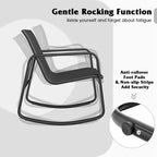 Costway 3 Piece Patio Rocking Set 2 Rocking Bistro Chairs & Glass-Top Table for Porch Black & Brown/Gray/Black/Navy