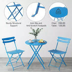 3 Piece Foldable Patio Bistro Set, Metal Round Table and 2 Chairs for Balcony, Porch, Deck or Apartment