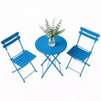 3 Piece Foldable Patio Bistro Set, Metal Round Table and 2 Chairs for Balcony, Porch, Deck or Apartment