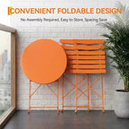 3 Piece Foldable Patio Bistro Set, Metal Round Table and 2 Chairs for Balcony, Porch, Deck or Apartment