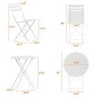 3 Piece Foldable Patio Bistro Set, Metal Round Table and 2 Chairs for Balcony, Porch, Deck or Apartment