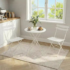 3 Piece Foldable Patio Bistro Set, Metal Round Table and 2 Chairs for Balcony, Porch, Deck or Apartment