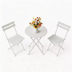 3 Piece Foldable Patio Bistro Set, Metal Round Table and 2 Chairs for Balcony, Porch, Deck or Apartment