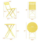 3 Piece Foldable Patio Bistro Set, Metal Round Table and 2 Chairs for Balcony, Porch, Deck or Apartment