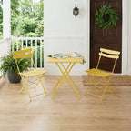 Space-Saving 3-Piece Patio Bistro Set  Collapsible Metal Table & 2 Chairs  No Assembly  Indoor/Outdoor Garden Furniture