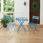 Space-Saving 3-Piece Patio Bistro Set  Collapsible Metal Table & 2 Chairs  No Assembly  Indoor/Outdoor Garden Furniture