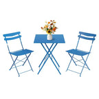 Space-Saving 3-Piece Patio Bistro Set  Collapsible Metal Table & 2 Chairs  No Assembly  Indoor/Outdoor Garden Furniture