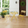 3 Piece Patio Bistro Set, Folding Patio Bistro Table and Chairs Set of 2, Outdoor Patio Furniture Set, Metal Structure, for Balcony Yard Garden