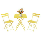 3 Piece Patio Bistro Set, Folding Patio Bistro Table and Chairs Set of 2, Outdoor Patio Furniture Set, Metal Structure, for Balcony Yard Garden