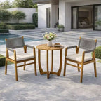 ModernLuxe Outdoor Bistro Set Dining Set, Solid Acacia Wood 3-Piece Patio Conversation Set with Upholstered Armchairs