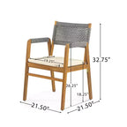 ModernLuxe Outdoor Bistro Set Dining Set, Solid Acacia Wood 3-Piece Patio Conversation Set with Upholstered Armchairs