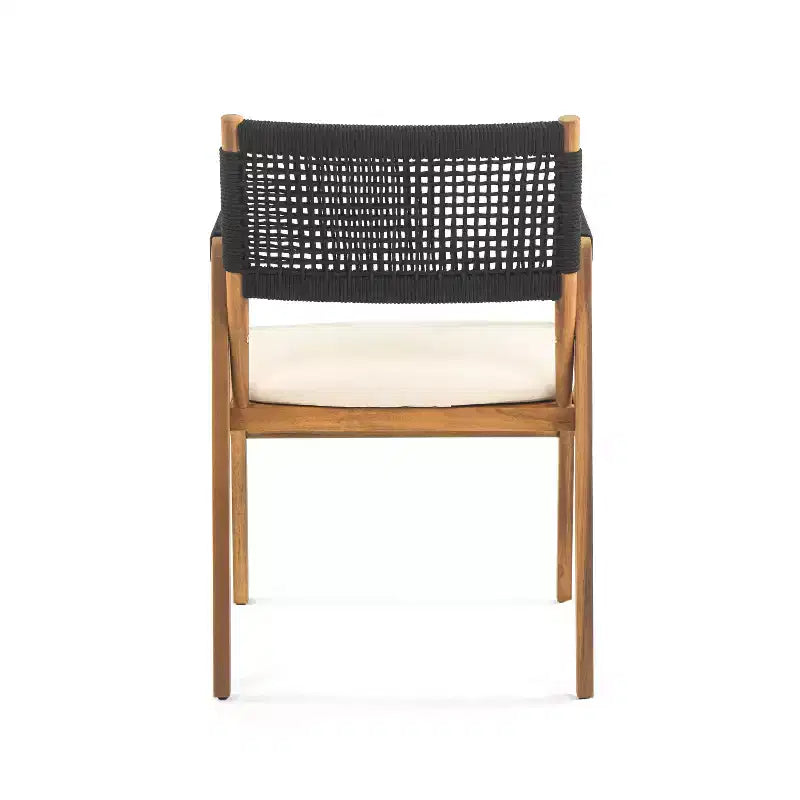 ModernLuxe Outdoor Bistro Set Dining Set, Solid Acacia Wood 3-Piece Patio Conversation Set with Upholstered Armchairs