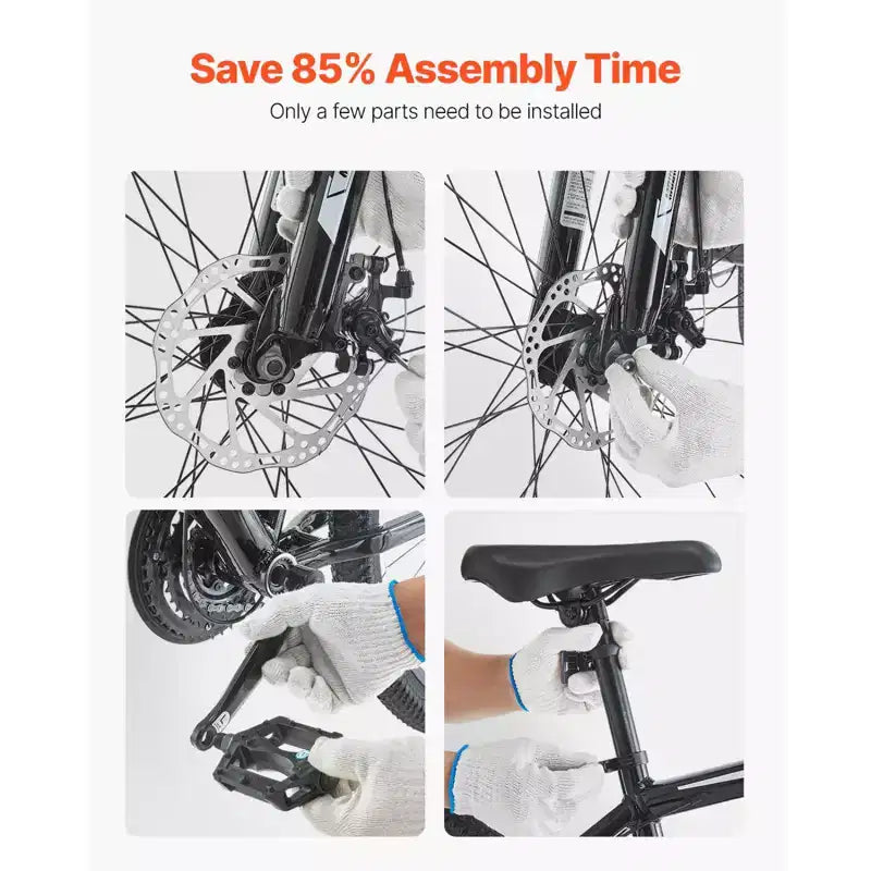 NAYSAYE 29 Inch Mountain Bike with 21 Speeds Front Suspension Dual Disc Brakes for Outdoor Trail Riding Adventure, White Black, 56.3*8.66*30.71