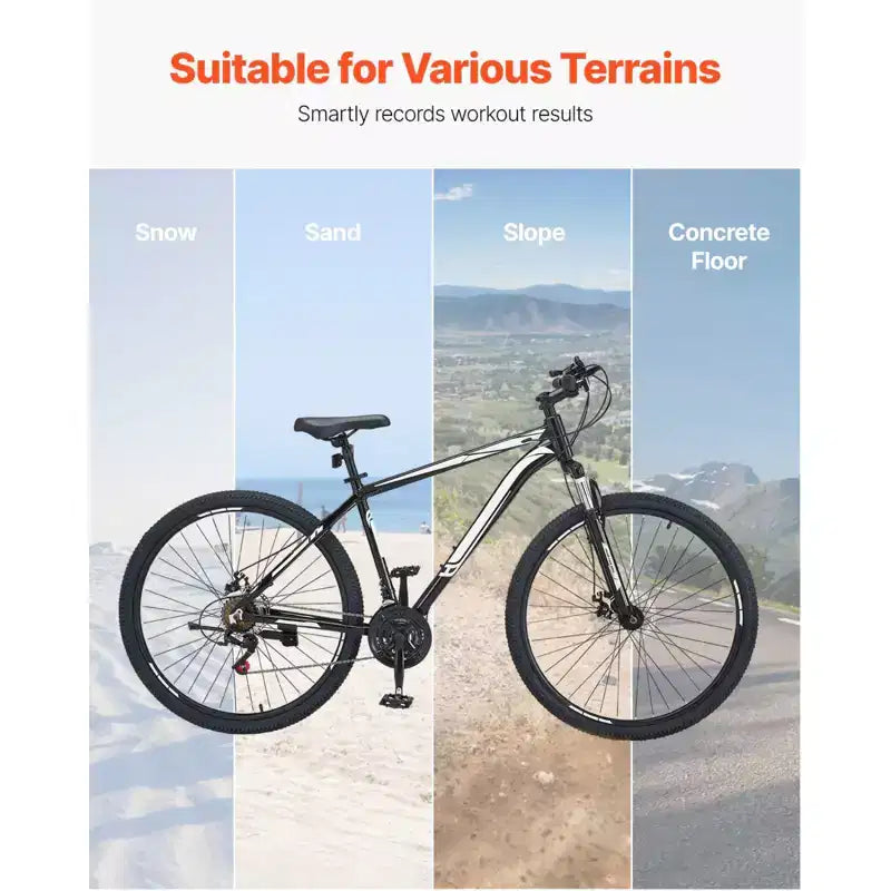 NAYSAYE 29 Inch Mountain Bike with 21 Speeds Front Suspension Dual Disc Brakes for Outdoor Trail Riding Adventure, White Black, 56.3*8.66*30.71