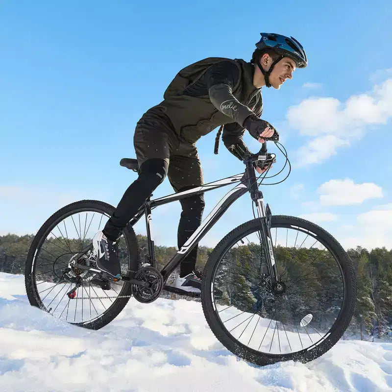NAYSAYE 29 Inch Mountain Bike with 21 Speeds Front Suspension Dual Disc Brakes for Outdoor Trail Riding Adventure, White Black, 56.3*8.66*30.71