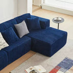 MAYEERTY Blue Flannel U-Shaped Modular Sectional Sofa High-Density Foam with Throw Pillows