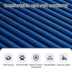 MAYEERTY Blue Flannel U-Shaped Modular Sectional Sofa High-Density Foam with Throw Pillows