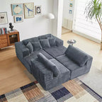 MAYEERTY Blue Flannel U-Shaped Modular Sectional Sofa High-Density Foam with Throw Pillows
