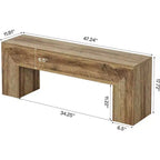 Lantine47'' Wooden Entryway Bench, Farmhouse Entry Bench Seat with Storage Capability for Living Room, Bedroom, Hallway, Easy Assembly, Oak Brown