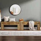 Lantine47'' Wooden Entryway Bench, Farmhouse Entry Bench Seat with Storage Capability for Living Room, Bedroom, Hallway, Easy Assembly, Oak Brown