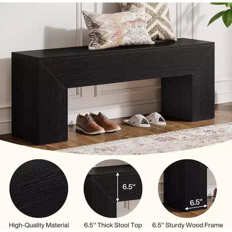 Lantine47'' Wooden Entryway Bench, Farmhouse Entry Bench Seat with Storage Capability for Living Room, Bedroom, Hallway, Easy Assembly, Oak Brown