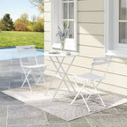 Space-Saving 3-Piece Steel Patio Bistro Set - Folding Table & 2 Chairs, Superior Frame, Weather Resistant, No Assembly, Portable for Garden, Balcony