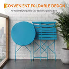 3 Piece Folding Patio Bistro Set, Outdoor/Indoor Bistro Table and Chairs Set with Metal Frame, Portable Round Table with 2 Chairs for Garden Porch