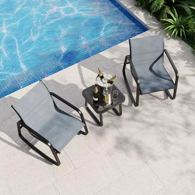 3-Piece Outdoor Table and Chairs Set, Patio Bistro Set, Rust-Resistant Metal Frame, Durable for Garden, Lawn, Yard, Balcony