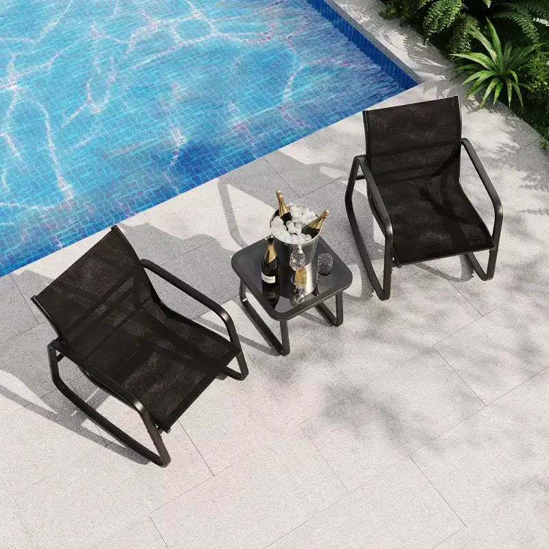 3-Piece Outdoor Table and Chairs Set, Patio Bistro Set, Rust-Resistant Metal Frame, Durable for Garden, Lawn, Yard, Balcony