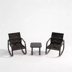 3 Piece Outdoor Rocking Bistro Set, Textilene Fabric Small Patio Furniture Set with Iron Armrests and Coffee Table for Lawn, Porch, Balcony, Poolside