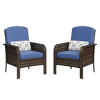 Modern Wicker Chair Set of 2, All-Weather Rattan Outdoor Furniture with Cushions, Minimalist Patio Conversation Bistro Set for Balcony & Deck Decor