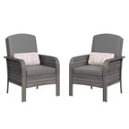Modern Wicker Chair Set of 2, All-Weather Rattan Outdoor Furniture with Cushions, Minimalist Patio Conversation Bistro Set for Balcony & Deck Decor