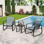 GustoWave 3-Piece Patio Bistro Set With Rocking Chairs, Textilene Mesh And Metal Frame