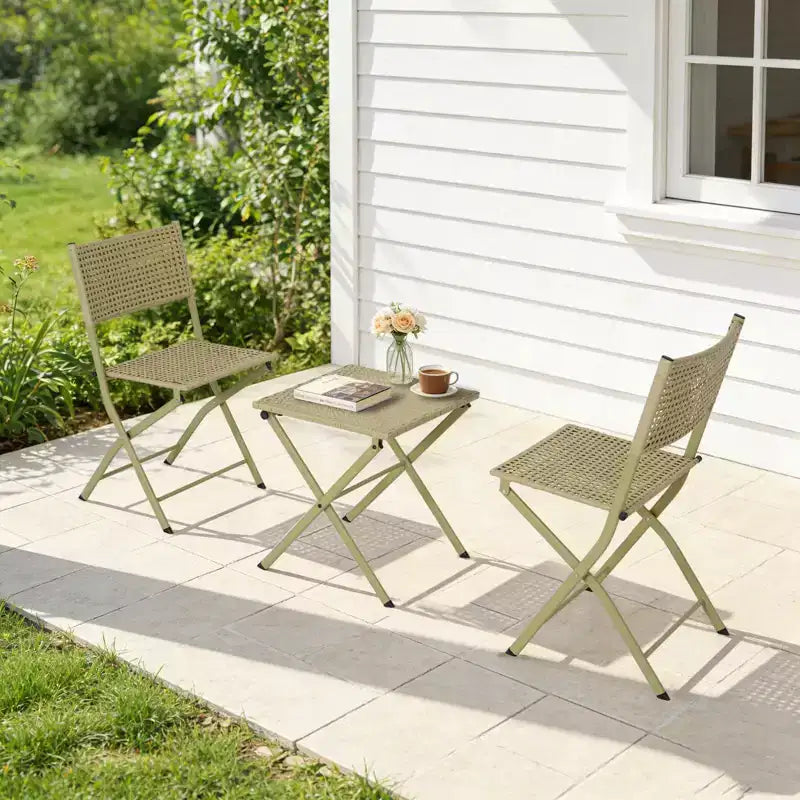 NAYSAYE Folding Patio Bistro Set Rust Resistant Steel Space Saving Outdoor Furniture for Garden Balcony, 18.1*18.1*19.5