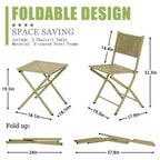 NAYSAYE Folding Patio Bistro Set Rust Resistant Steel Space Saving Outdoor Furniture for Garden Balcony, 18.1*18.1*19.5