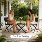 NAYSAYE Folding Patio Bistro Set Rust Resistant Steel Space Saving Outdoor Furniture for Garden Balcony, 18.1*18.1*19.5