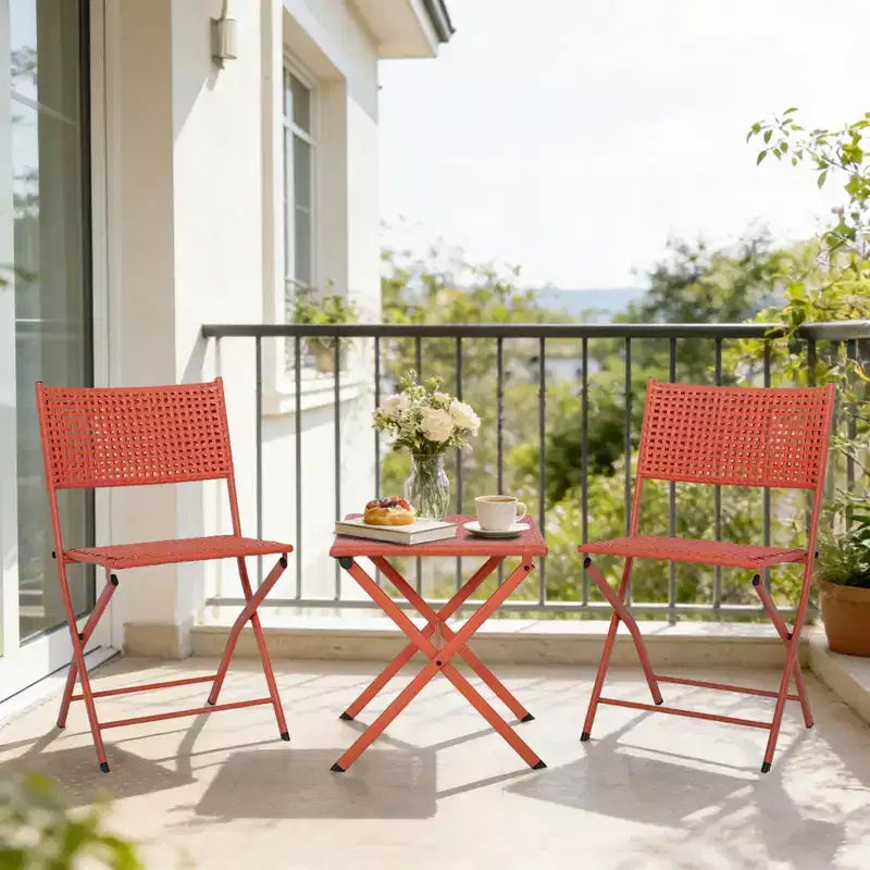 NAYSAYE Folding Patio Bistro Set Rust Resistant Steel Space Saving Outdoor Furniture for Garden Balcony, 18.1*18.1*19.5