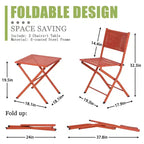 NAYSAYE Folding Patio Bistro Set Rust Resistant Steel Space Saving Outdoor Furniture for Garden Balcony, 18.1*18.1*19.5