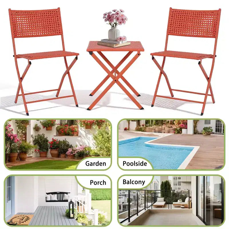 NAYSAYE Folding Patio Bistro Set Rust Resistant Steel Space Saving Outdoor Furniture for Garden Balcony, 18.1*18.1*19.5