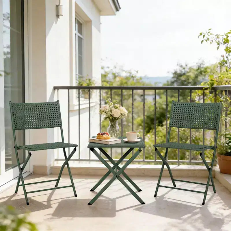 NAYSAYE Folding Patio Bistro Set Rust Resistant Steel Space Saving Outdoor Furniture for Garden Balcony, 18.1*18.1*19.5