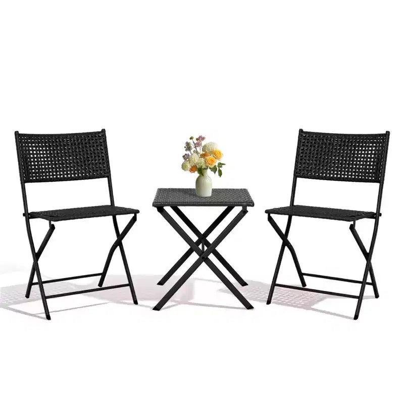 NAYSAYE Folding Patio Bistro Set Rust Resistant Steel Space Saving Outdoor Furniture for Garden Balcony, 18.1*18.1*19.5