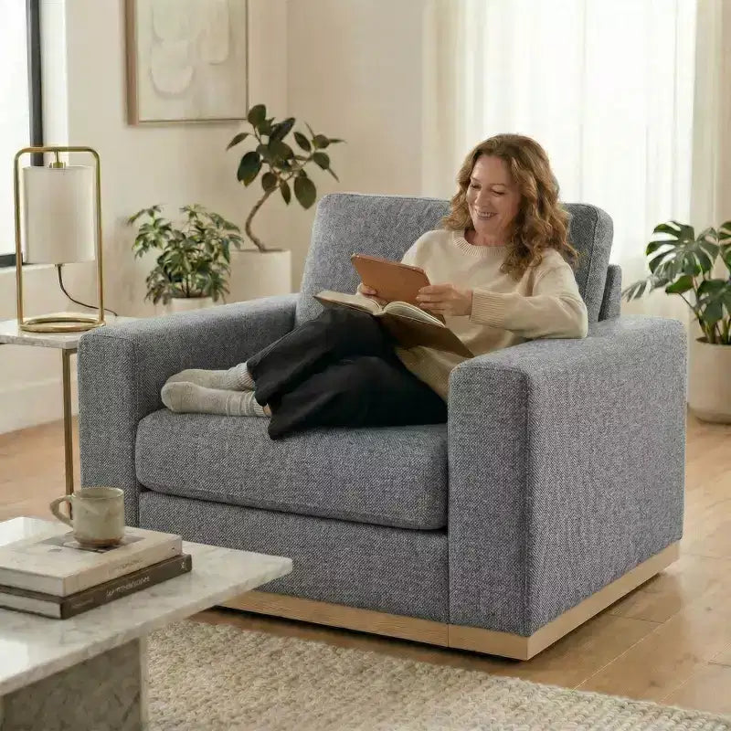 Dyonery 42 Accent Chair for Living Room,Oversized Wide Single Sofa Chair,Chenille Fabric Armchair,Solid Wood Frame,Spring Cushions,Easy Assembly