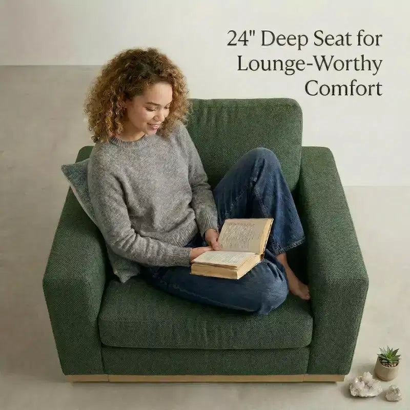 Dyonery 42 Accent Chair for Living Room,Oversized Wide Single Sofa Chair,Chenille Fabric Armchair,Solid Wood Frame,Spring Cushions,Easy Assembly