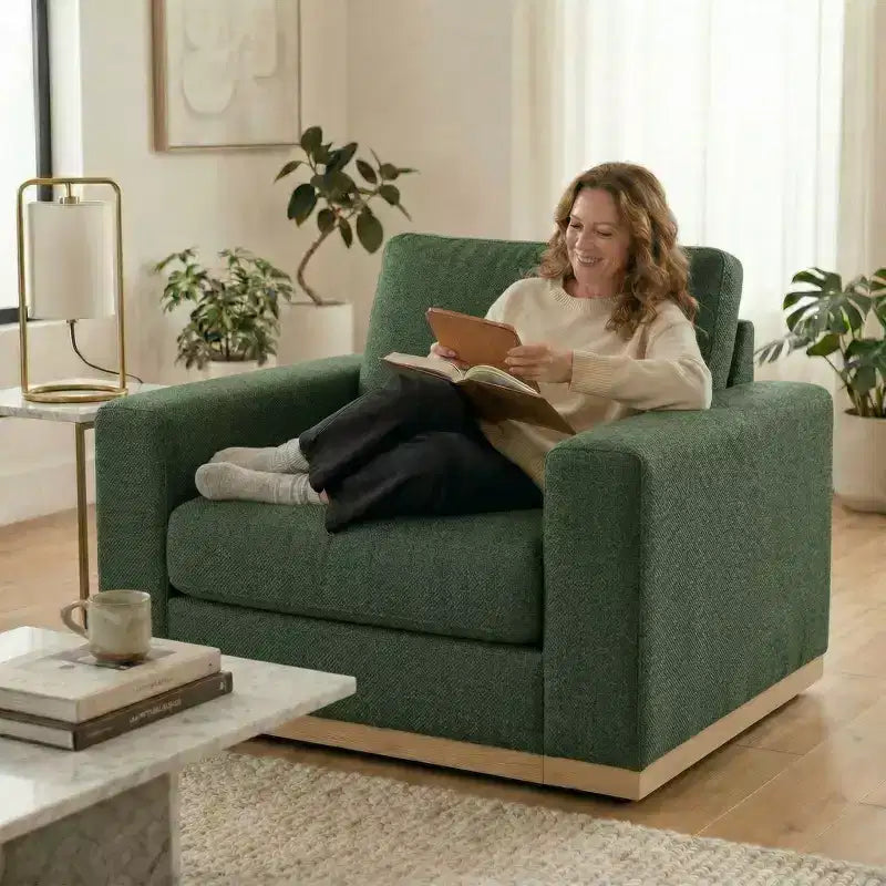 Dyonery 42 Accent Chair for Living Room,Oversized Wide Single Sofa Chair,Chenille Fabric Armchair,Solid Wood Frame,Spring Cushions,Easy Assembly