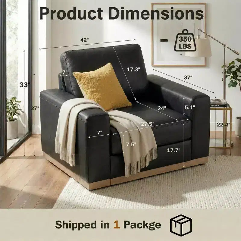 Dyonery 42 Accent Chair for Living Room,Oversized Wide Single Sofa Chair,Chenille Fabric Armchair,Solid Wood Frame,Spring Cushions,Easy Assembly