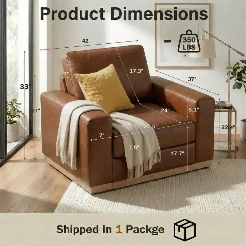 Dyonery 42 Accent Chair for Living Room,Oversized Wide Single Sofa Chair,Chenille Fabric Armchair,Solid Wood Frame,Spring Cushions,Easy Assembly