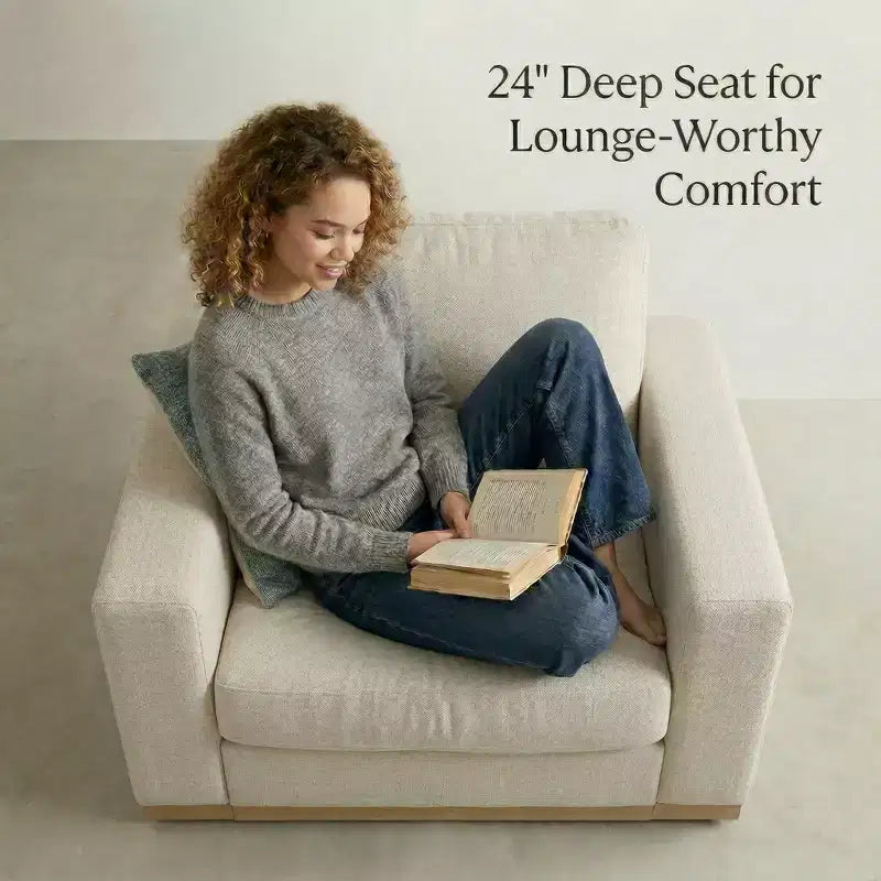 Dyonery 42 Accent Chair for Living Room,Oversized Wide Single Sofa Chair,Chenille Fabric Armchair,Solid Wood Frame,Spring Cushions,Easy Assembly