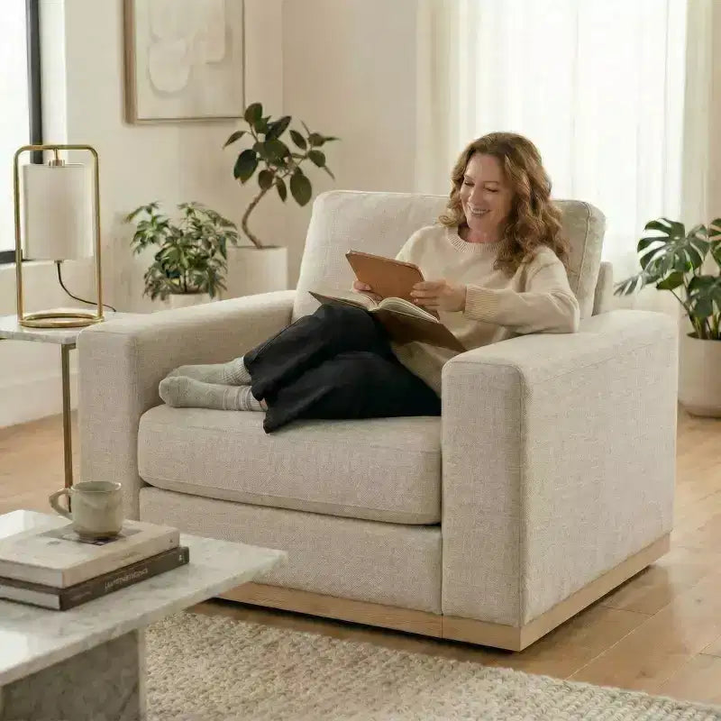 Dyonery 42 Accent Chair for Living Room,Oversized Wide Single Sofa Chair,Chenille Fabric Armchair,Solid Wood Frame,Spring Cushions,Easy Assembly